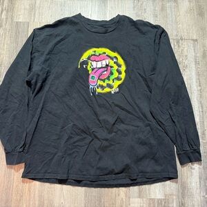 Neff Black Long Sleeve Graphic Tee Mens 
Tongue Out Licking Stamp Music Festival